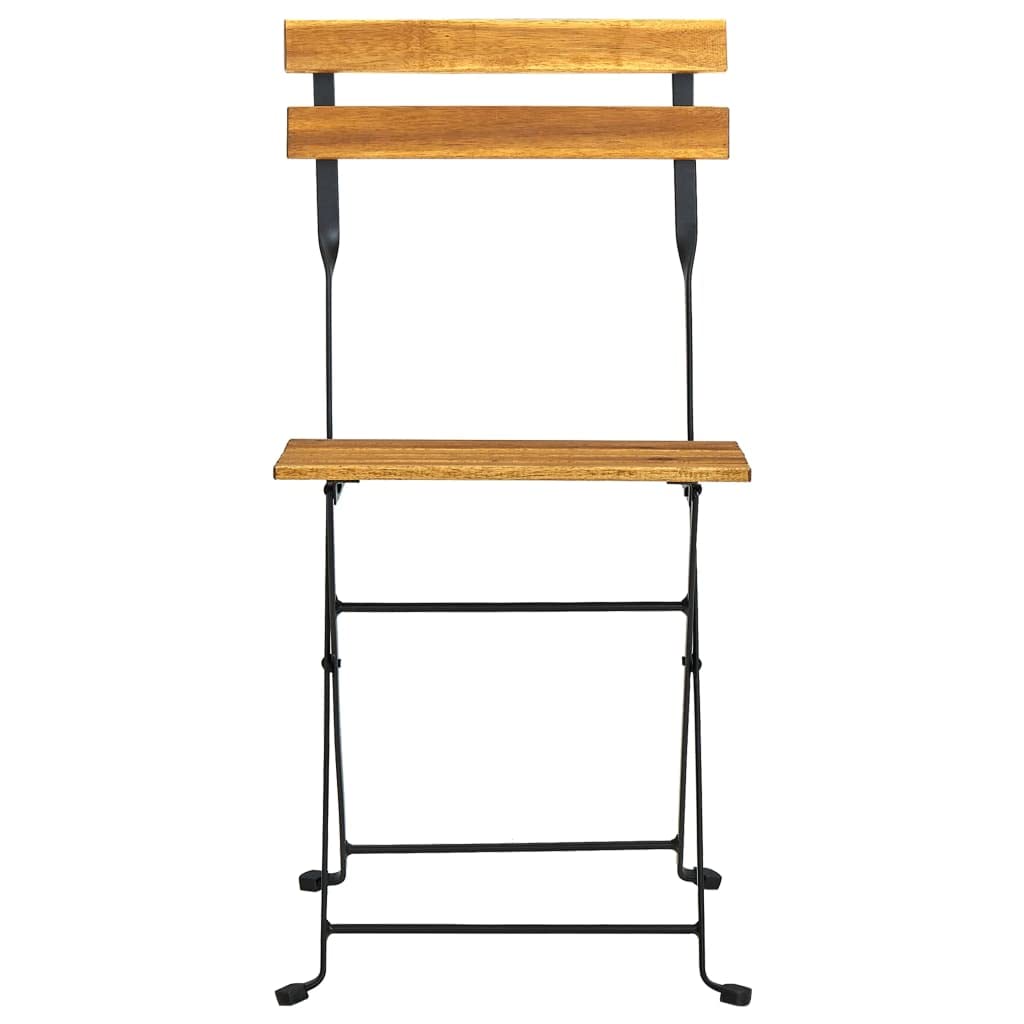 vidaXL 3 Piece Bistro Set - Foldable and Durable Design in Solid Acacia Wood and Sturdy Steel - Ideal for Indoor or Outdoor Dining