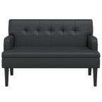 vidaXL 44" W Small Loveseat, Faux Leather Sofa with Armrests & Wooden Feet, Modern 2 Seater Couch for Small Spaces, Ideal for Living Room & Bedroom, Black