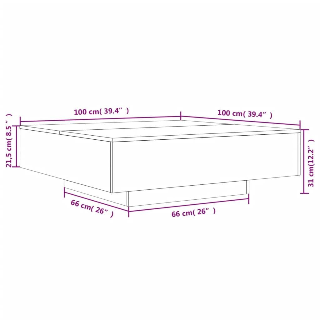 vidaXL Modern Coffee Table with Vibrant LED Lights, Stylish Home Furniture in White