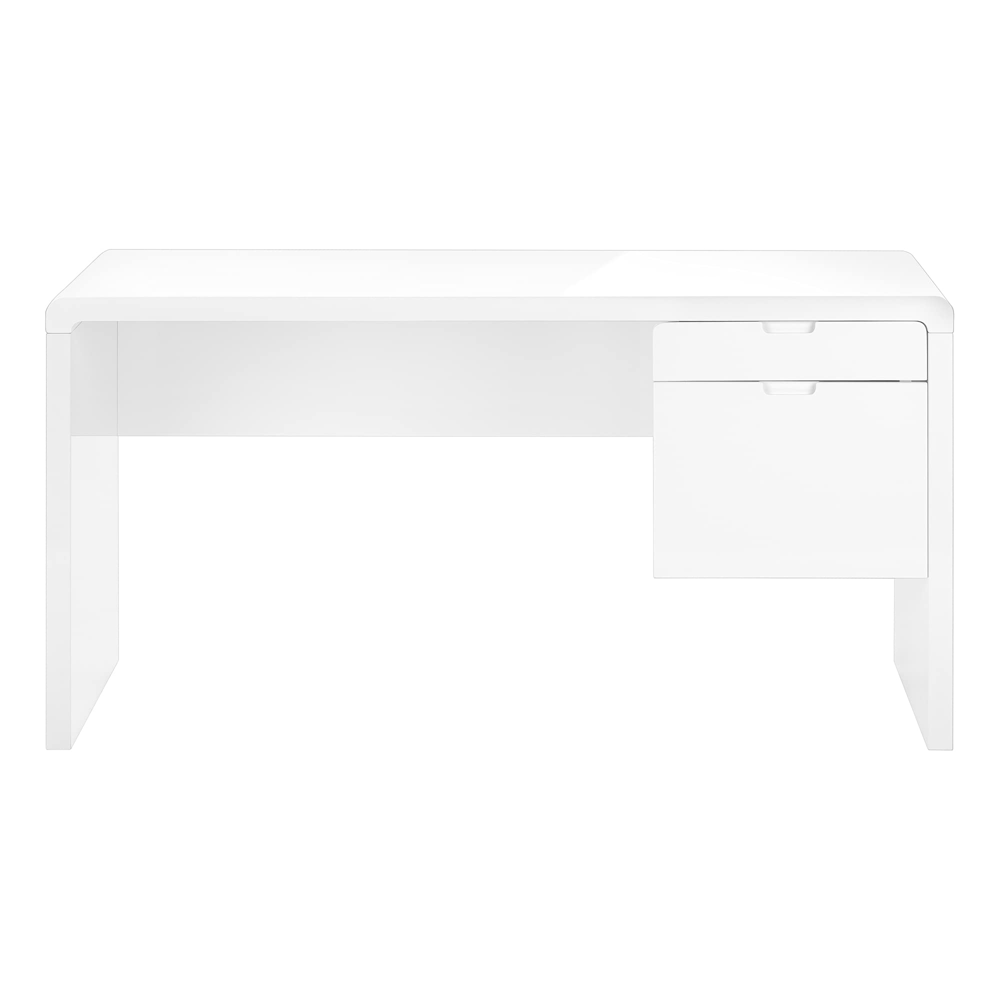Monarch Specialties I 7581 Computer Desk, Home Office, Laptop, Left, Right Set-up, Storage Drawers, 60&quot; L, Work, Laminate, Glossy White, Contemporary, Modern