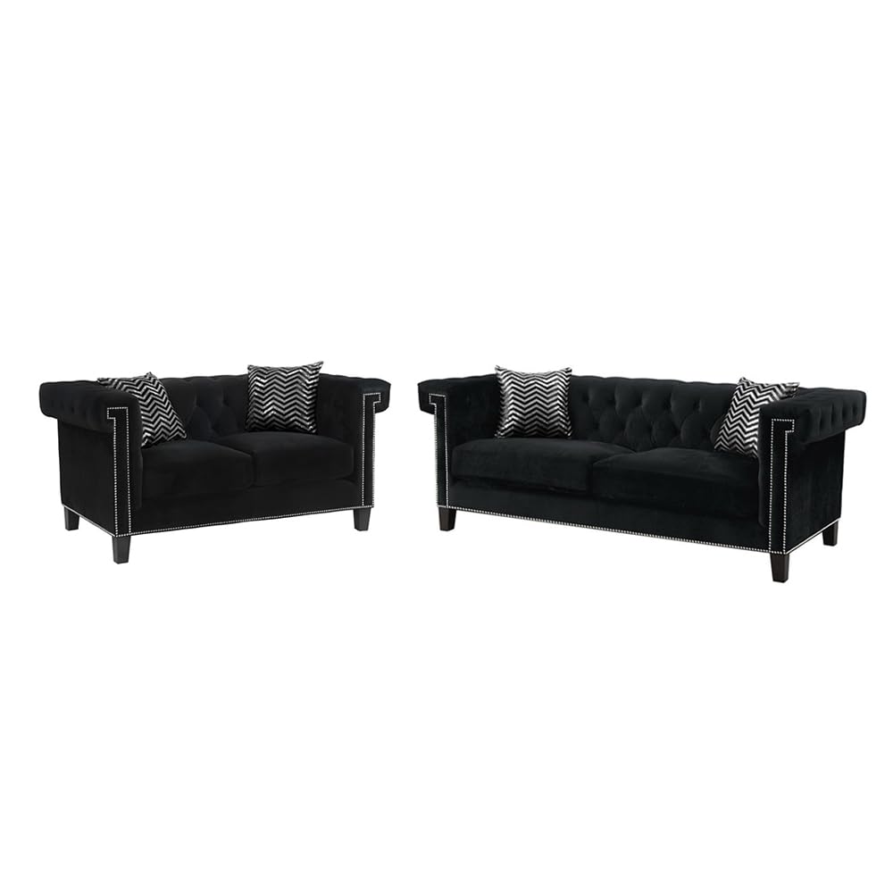 Coaster Home Furnishings 2 Piece Living Room Set in Black Finish