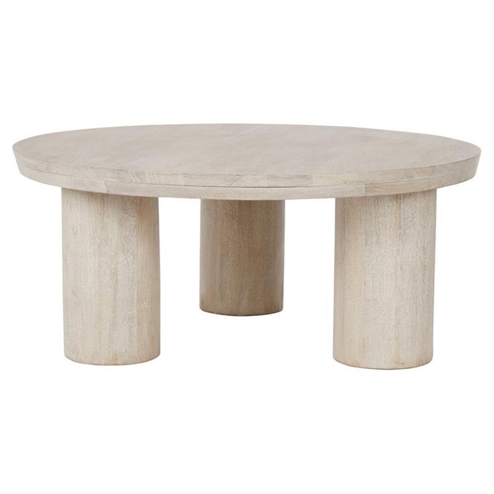 Kosas Home Beau 40X40 Round Mahogany Wood Coffee Table In Sand Brown