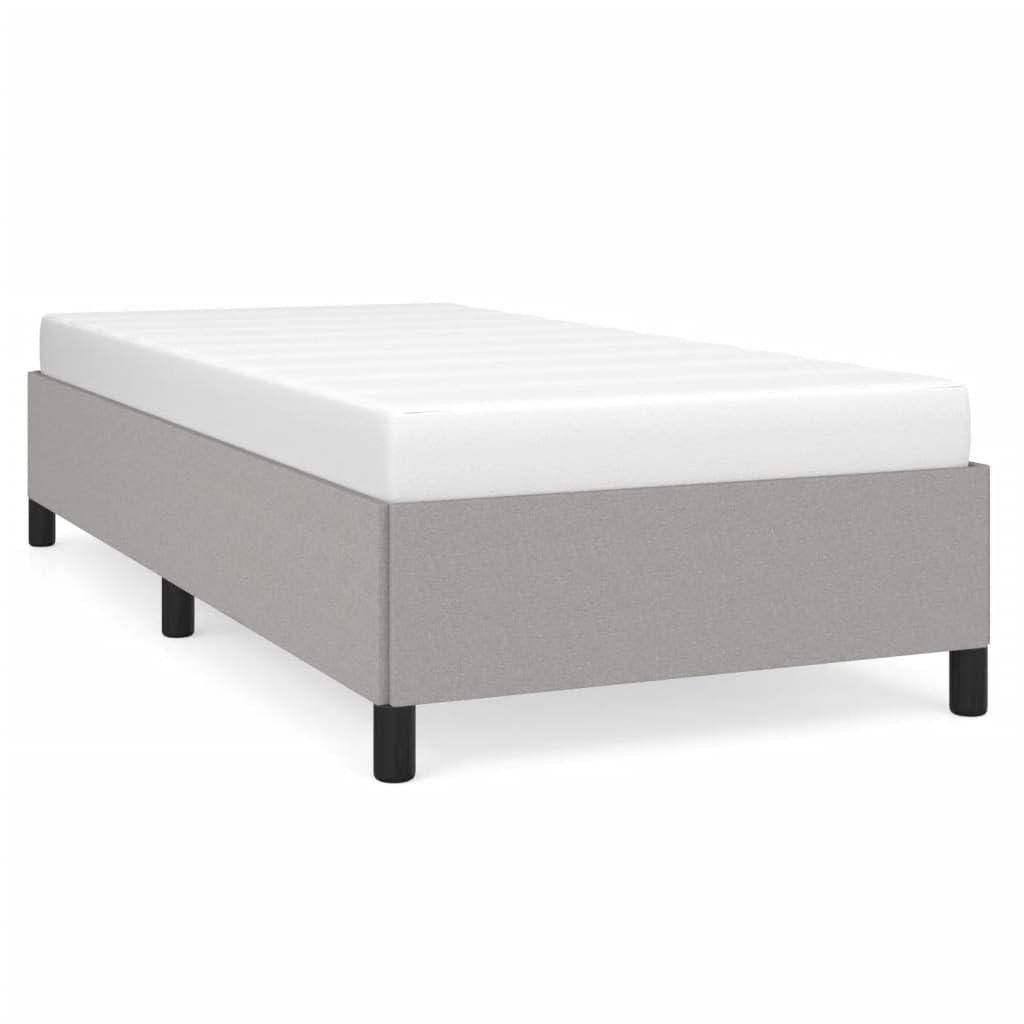 vidaXL Twin Bed Frame - Modern Light Gray Fabric Design with Plywood and Engineered Wood Construction, Suitable for 39.4"x74.8" Mattress