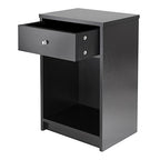 Ergode Claire Curved Nightstand - White | Versatile Bedroom Accent Table | Pull-Out Drawer & Bottom Shelf | (20914-VV)