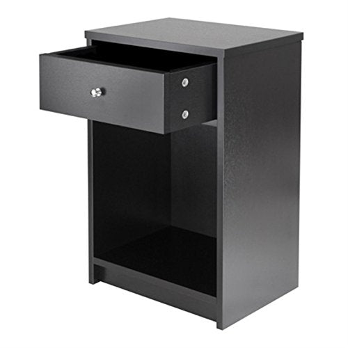 Ergode Claire Curved Nightstand - White | Versatile Bedroom Accent Table | Pull-Out Drawer & Bottom Shelf | (20914-VV)