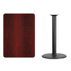 Flash Furniture 30'' x 42'' Rectangular Mahogany Laminate Table Top with 24'' Round Bar Height Table Base