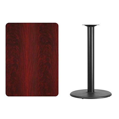 Flash Furniture 30'' x 42'' Rectangular Mahogany Laminate Table Top with 24'' Round Bar Height Table Base