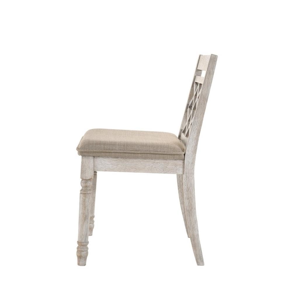 Lilola Home Havanna Set of 2 Off White 19&quot; Wide Contemporary Fabric Chair with Cushion