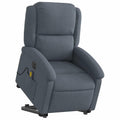 vidaXL Electric Stand-Up Dark Gray Velvet Massage Recliner Armchair with Motorized Lift and Recline, Vibration Massage, Side Pocket