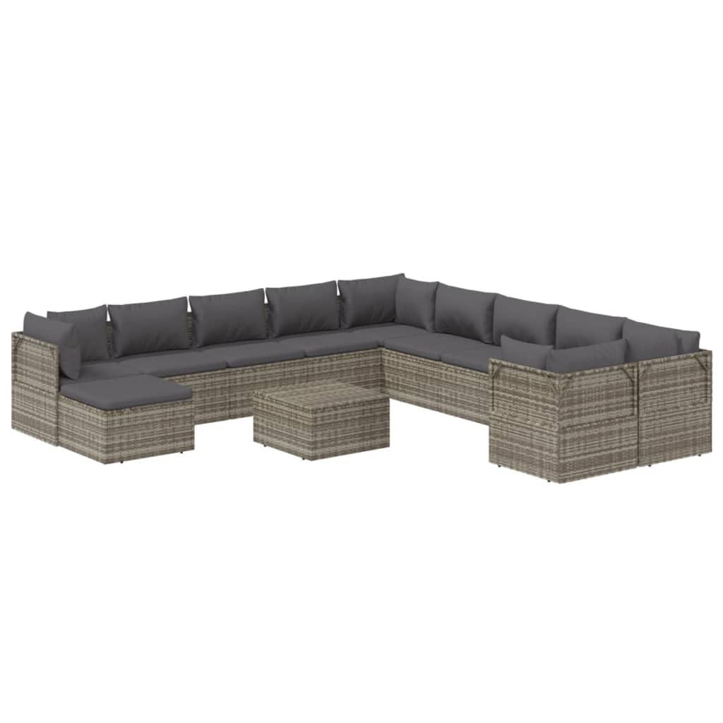 Vidaxl 12-Piece Patio Lounge Set - Outdoor Furniture With Cushions, Provides Ample Storage - Durable And Weather Resistant Poly Rattan In Gray, Includes Waterproof Bag For Extra Safety