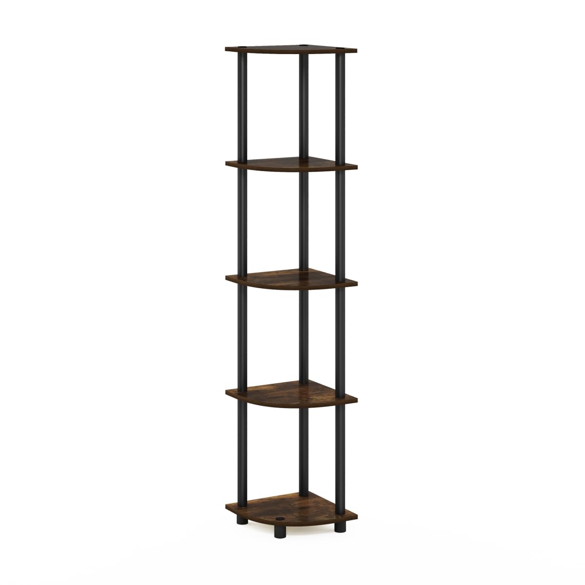 Furinno Turn-N-Tube 5 Tier Corner Display Rack Multipurpose Shelving Unit, Amber Pine/Black