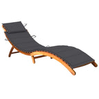 vidaXL Acacia Wood Patio Sun Lounger with Cushion - Ergonomically Curved, Foldable, Ideal for Pool, Balcony, Garden, Sturdy and Durable, Anthracite Cushion Included