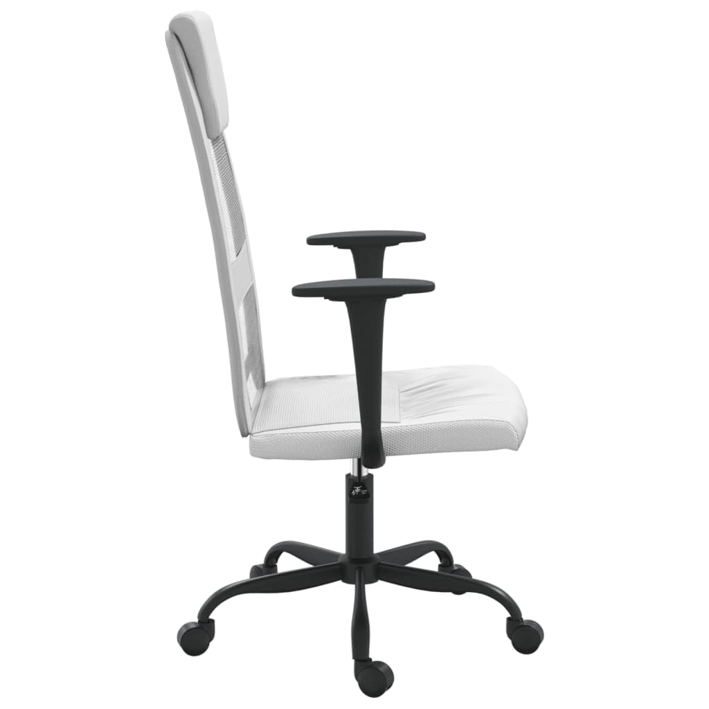 vidaXL Breathable White Mesh Fabric Office Chair with Adjustable Height and 360-degree Swivel Design and Rolling Castors