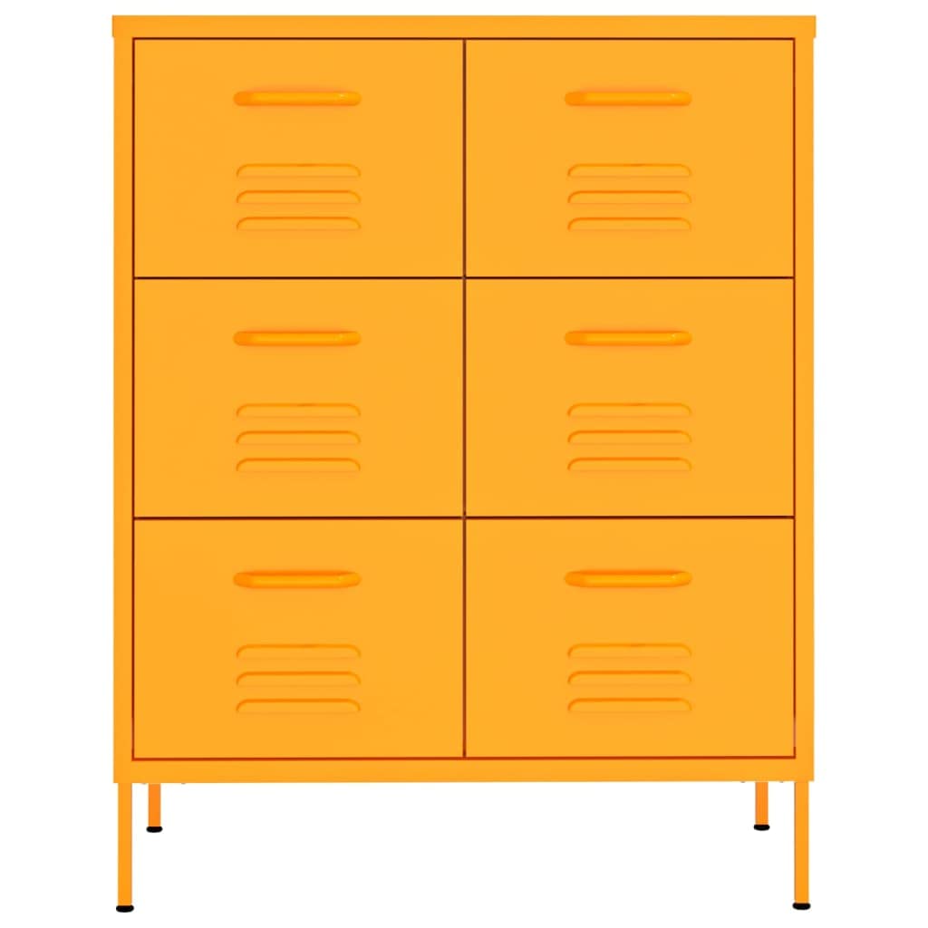 Furniking Drawer Cabinet Mustard Yellow 31.5"x13.8"x40" Steel