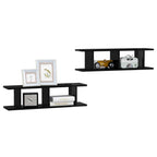 vidaXL Wall Shelves 2 pcs High Gloss Black 29.5"x7.1"x7.9" Engineered Wood