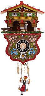 Alexander Taron Importer 235Sq Engstler Battery-Operated Clock-Mini Size-7.5" H X 5.25" W X 2.75" D, Brown
