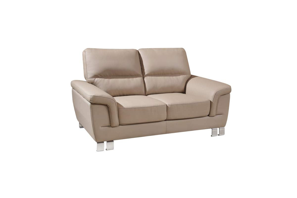 HomeRoots Decor 37-inch Modern Beige Leather Loveseat