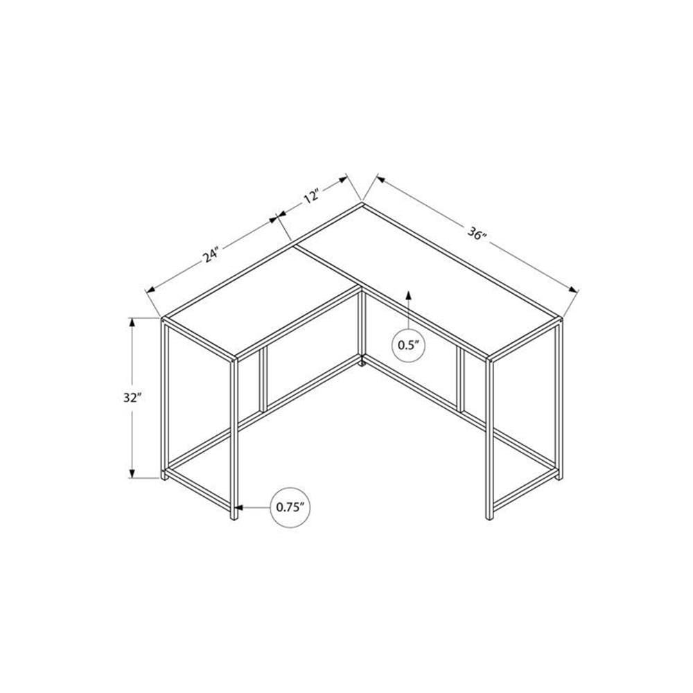 Monarch Specialties I 2159 Accent Table, Console, Entryway, Narrow, Corner, Living Room, Bedroom, Metal, Laminate, White Marble Look, Black, Contemporary