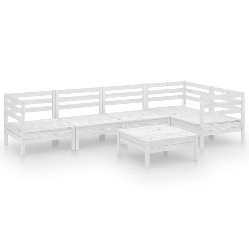 vidaXL 6 Piece Garden Lounge Set - Solid Pinewood Outdoor Furniture - Versatile White Patio Sofa Set - Low Maintenance, Weather-Resistant, Rustic Design