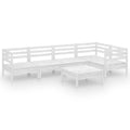 vidaXL 6 Piece Garden Lounge Set - Solid Pinewood Outdoor Furniture - Versatile White Patio Sofa Set - Low Maintenance, Weather-Resistant, Rustic Design