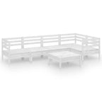 vidaXL 6 Piece Garden Lounge Set - Solid Pinewood Outdoor Furniture - Versatile White Patio Sofa Set - Low Maintenance, Weather-Resistant, Rustic Design