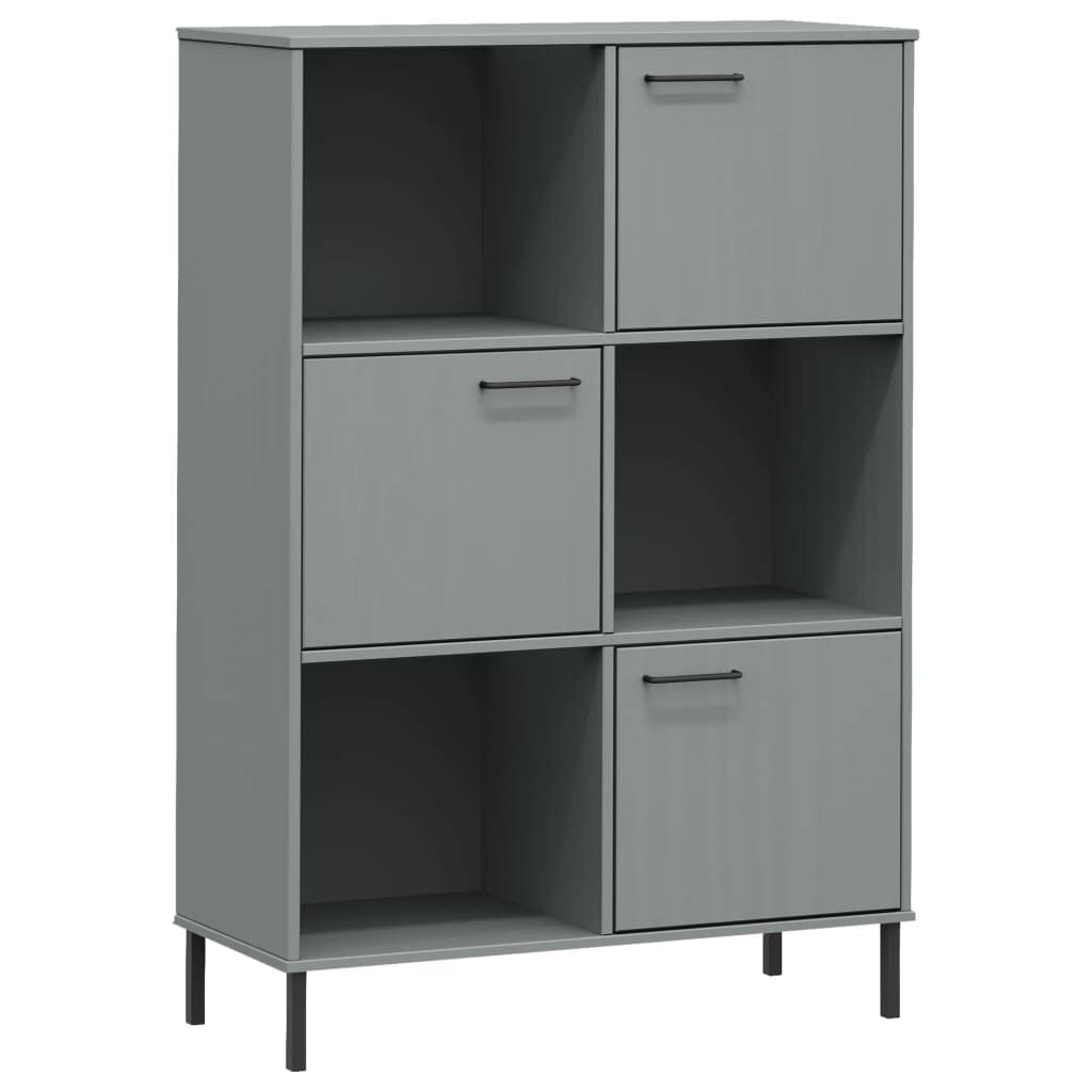 vidaXL Freestanding Bookcase with Metal Legs- 35.4&quot;x13.8&quot;x50.6&quot;, Solid Pine Wood, Industrial-Style, Sturdy and Durable, Ideal for Homes, Offices, Libraries.