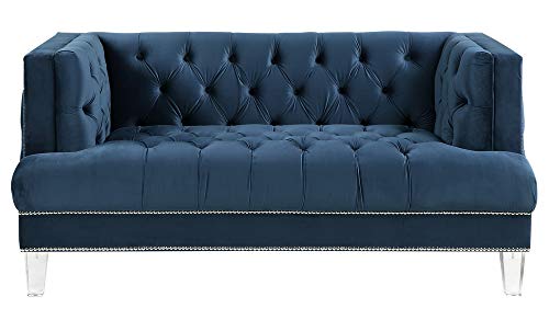 Acme Ansario Button Tufted Velvet Loveseat with Nailhead Trim - Thumbnail 2