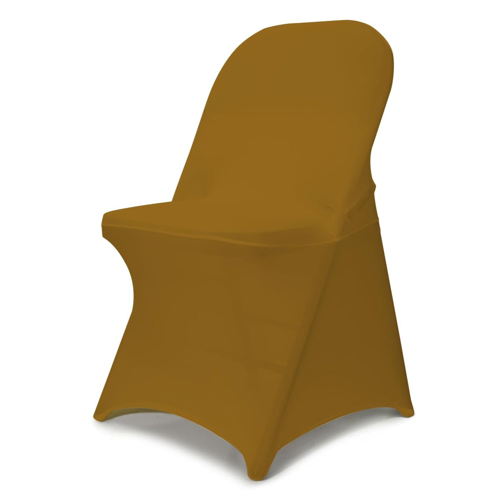 Babenest Spandex Folding Chair Covers - 30Pcs Upgraded Universal Stretch Washable Fitted Chair Slipcovers Protector For Wedding, Holidays, Banquet, Party, Celebration (Gold)