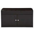 Baxton Studio Margaret Modern & Contemporary Wood 2-Door Shoe Cabinet with Faux Leather Seating Bench, Dark Brown