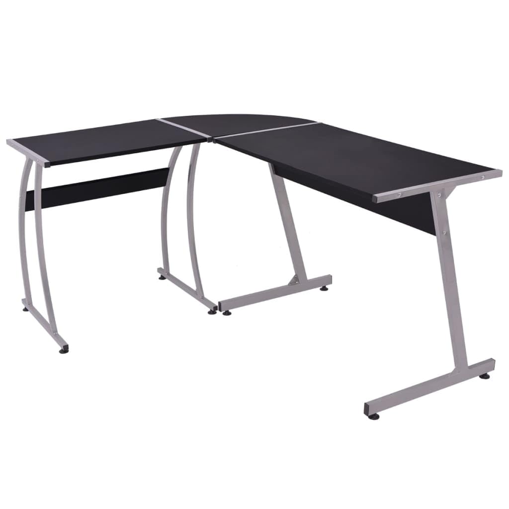 vidaXL Corner Desk L-Shaped Computer Desk Home Office Desk Writing Table Black