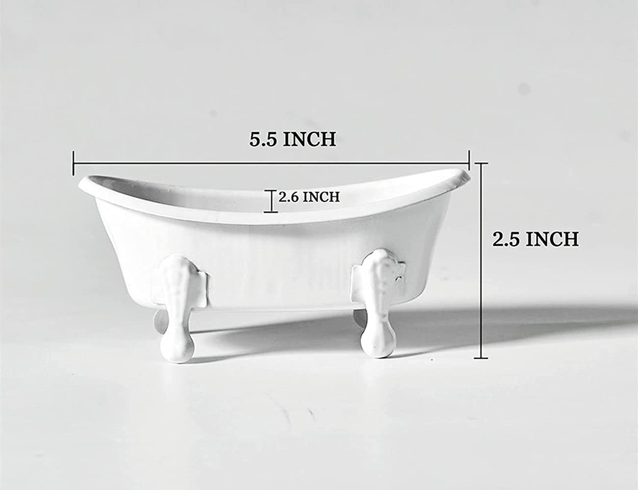 Tenfuju 5.5'' Bathtub Soap Dish White Clawfoot Metal Tube Decortative Holder Shower Bar Soap Tray For Bathroom Or Kitchen,1 Pack