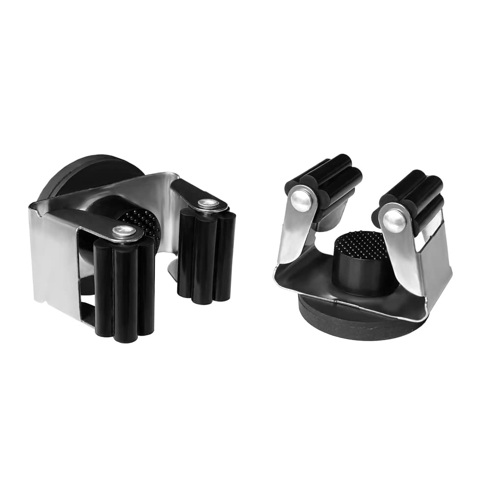 Mewuthede Magnetic Mop Broom Holder Wall Mount, 2pcs Movable Wall Mounted Broom Clip Mop Grippers, No Drilling Magnetic Broom Mo