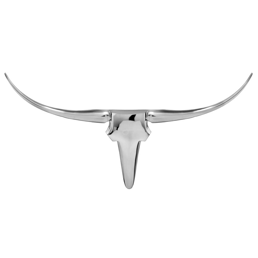 HomeRoots Buffed Aluminum Long Horn Wall Bust - 4" x 47" x 26" - Model 6000354901