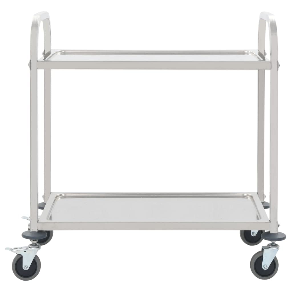 FAMIROSA 2-Tier Kitchen Trolley 42.1x21.7x35.4 Stainless Steel