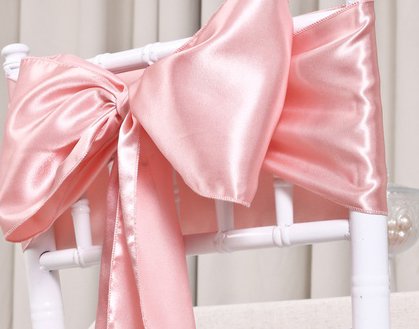 Mds Pack Of 150 Pcs Satin Chair Sashes Charmeuse Sateen Dining Chair Bows Ribbon Ties Back Sash For Wedding Party Birthday Home Hotel Restaurant Banquet Decoration (7 X 108 Inch, Blush Pink)