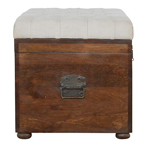 Solid Wood DButton Lid Up Storage Box