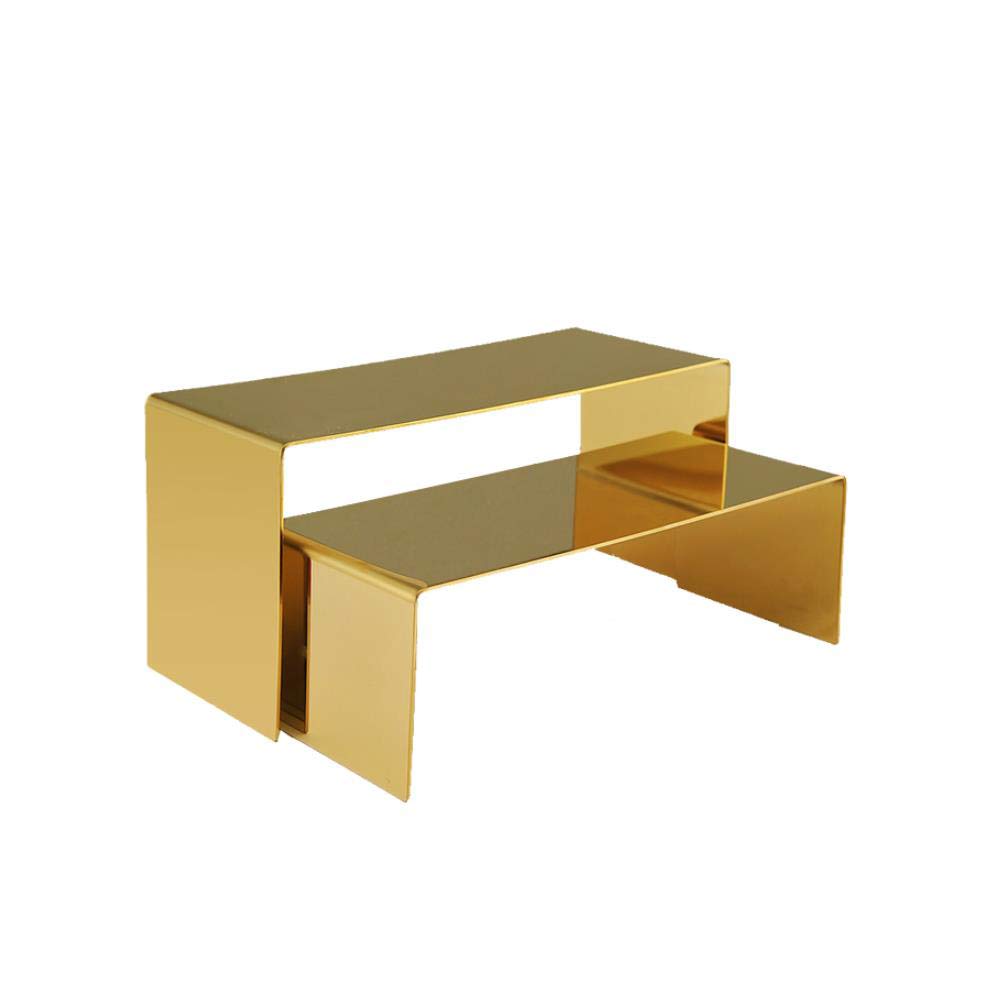 RY DISPLAY Golden Metal Shoe Handbag Display Riser Stand Stainless Steel Shoe Bag Riser Holder Jewelry Display Riser Shelf Showc