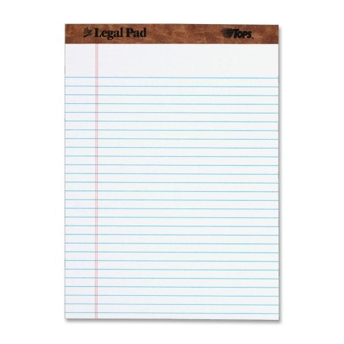 Wholesale Case Of 15 - Tops Ruled Top Perforated Legal Pads-Legal Pads,Wide-Ruled,Top Perf,8-1/2'X11-3/4',50Sht,White