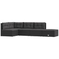 vidaXL 5-Piece Patio Lounge Set, Modular Design with Adjustable Seating, Black Poly Rattan Construction, Powder-Coated Steel Frame, Includes Comfortable Cushions