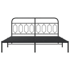 vidaXL Metal Bed Frame - King Size Black Double Bed with Headboard, Sturdy Steel, Extra Storage Space, 81.5"x78"x39.4"
