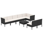 vidaXL Patio Lounge Set 12 Piece - Poly Rattan, Black, Cushioned, Garden Sofa for Outdoor, Patio, Deck, or Garden - Removable and Washable Covers, Modular Design