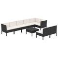 vidaXL 7-Piece Patio Lounge Set with Cushions - Black, Poly Rattan Outdoor Garden Sofa with Removable Covers for Deck, Garden, or Patio