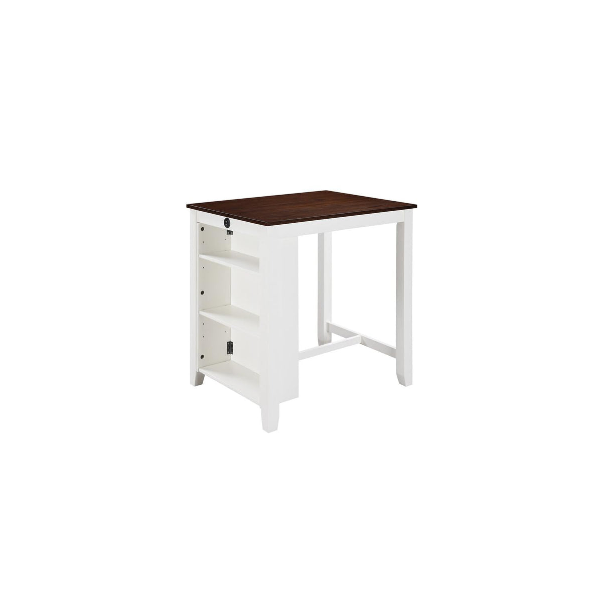 LILOLA LIVING Graham White Finish Small Space Counter Height Dining Table with USB Charging Ports and Shelves