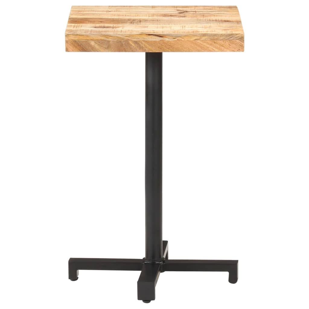 vidaXL Industrial-Style Bistro Table, Square Design, Made from Rough Mango Wood with Natural Finish and Sturdy Iron Base, Assembly Required, Dimensions: 19.7&quot; x 19.7&quot; x 29.5&quot;