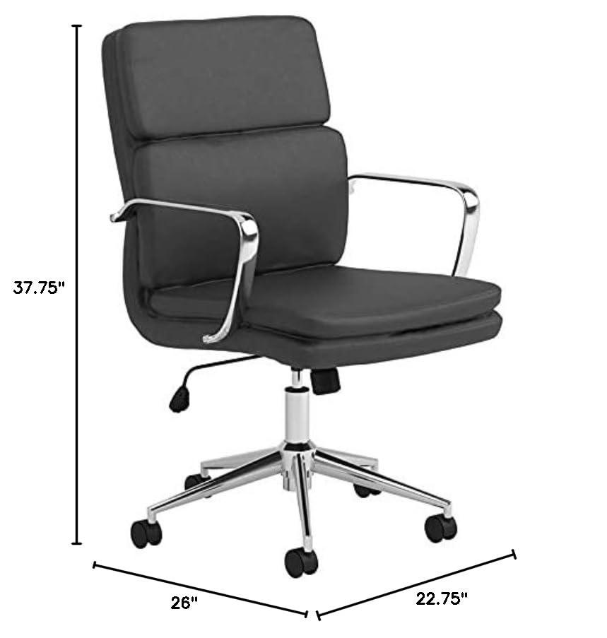 Coaster Home Furnishings Standard Back Upholstered Office Chair Black and Chrome