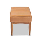 Baxton Studio Daymond Mid-Century Modern Tan Faux Leather Upholstered and Walnut Brown Finished Wood Dining Bench