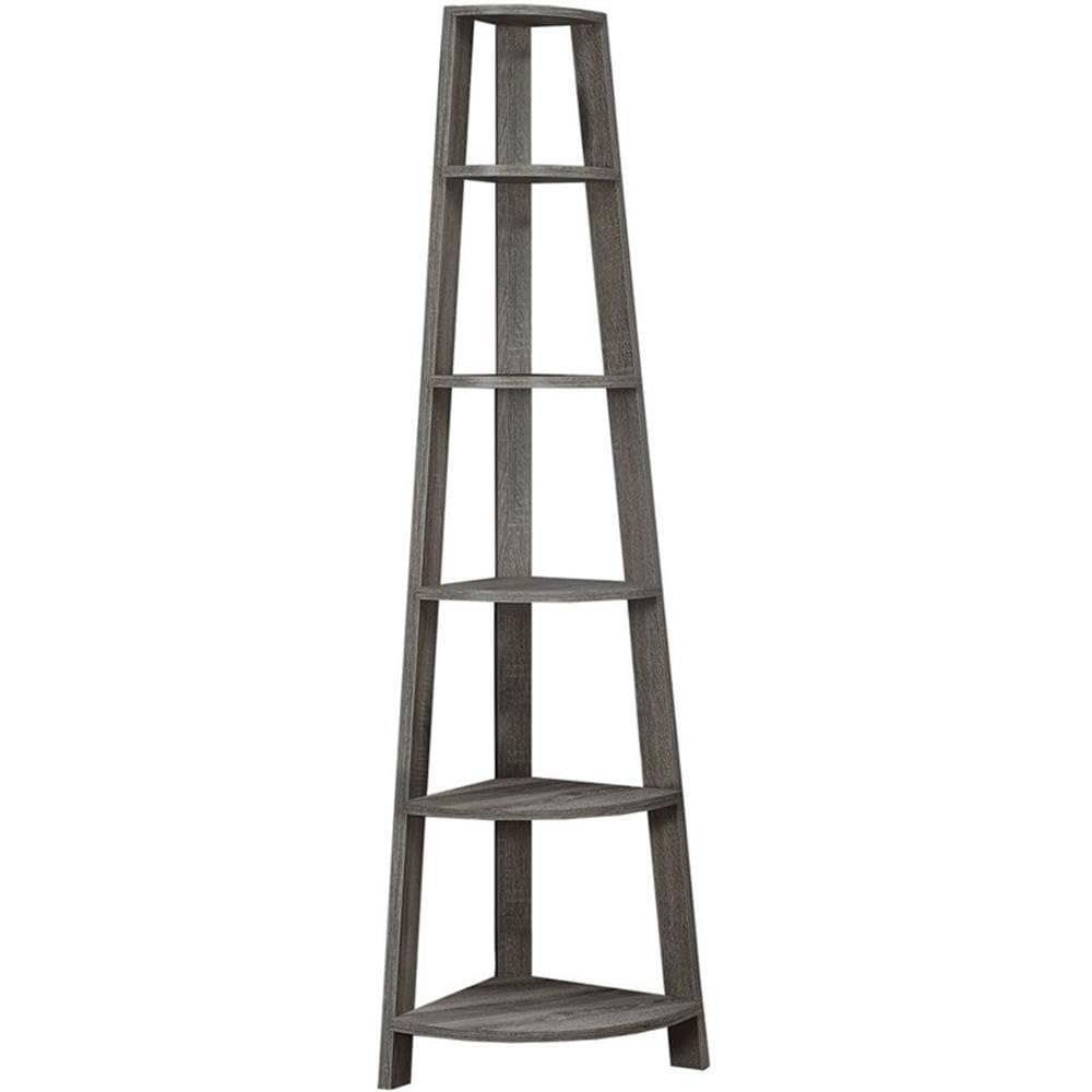 Monarch Specialties Corner Accent Etagere, 72'H, Dark Taupe