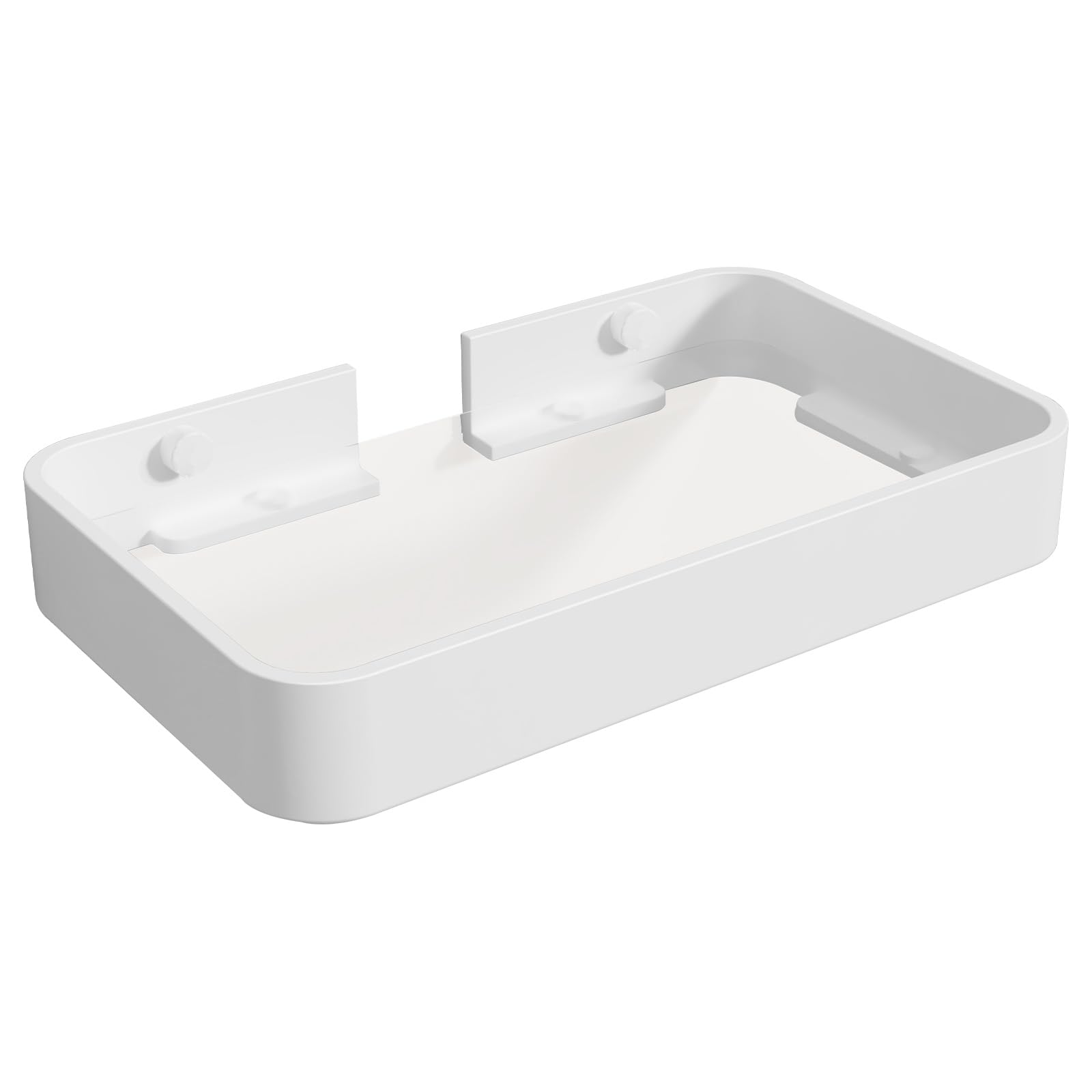 Danpoo 8-Inch Small Wall Shelf, Clear Tempered Glass with Matte White Aluminum Frame - Sleek Floating Bathroom Organizer