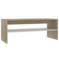 vidaXL Coffee Table Couch End Side Telephone Sofa Tea Accent Storage Table Desk Bedroom Living Room Furniture White and Sonoma Oak Engineered Wood