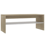 vidaXL Coffee Table Couch End Side Telephone Sofa Tea Accent Storage Table Desk Bedroom Living Room Furniture White and Sonoma Oak Engineered Wood